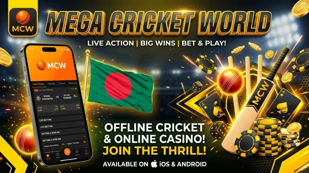 Download Mega Cricket World and place your first bet now!